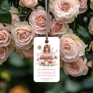 Förtjusande fe-flicka Rodnad Blommig Födelsedagspr Presentetikett