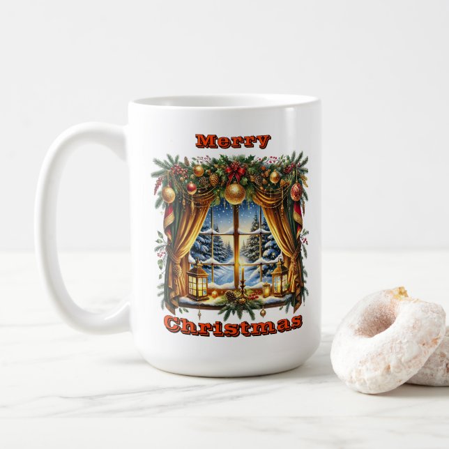 Förtjusande Festive Winter View Kaffemugg (Med munk)