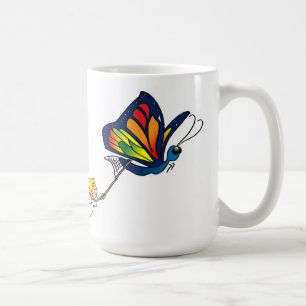 Förtjusande fjärils- och flickamugg kaffemugg