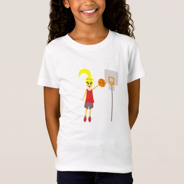 Förtjusande flickabasketT-tröja Tee Shirt (Framsida)