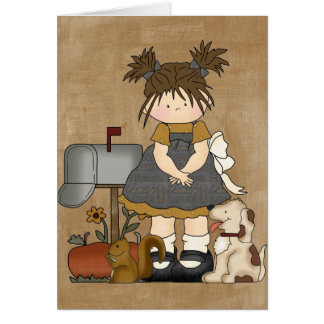 Förtjusande flickaktigt landdocka hälsningskort