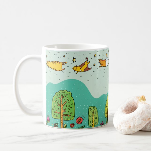 Förtjusande Flygande Katter Kaffemugg (Med munk)