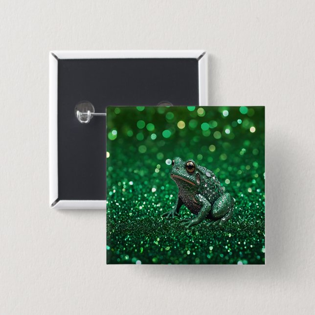 Förtjusande framväxt: Grönt Gnistra Frog Knapp (Framsida & baksida)