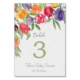 Förtjusande Garden Tulips och Greenery Baby Shower Bordsnummer