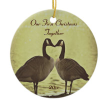 Förtjusande gäss vår första julprydnad