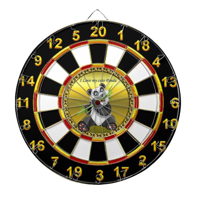 Förtjusande gullig pandabjörn som äter darttavla (Framsidan)