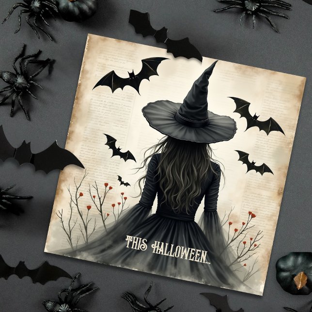 Förtjusande Halloween-platta hälsningskort Julkort (An elegant yet sophisticated and spooky Halloween greeting for any age.)