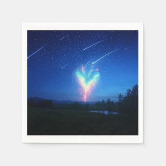 Förtjusande Heart-Shaped Bokeh Night Himmel-bakgru Pappersservett