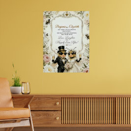 Förtjusande honungsbin, elegant blomsterbröllop poster