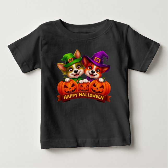 Förtjusande hundar i Halloween-kostymer T Shirt (Framsida)