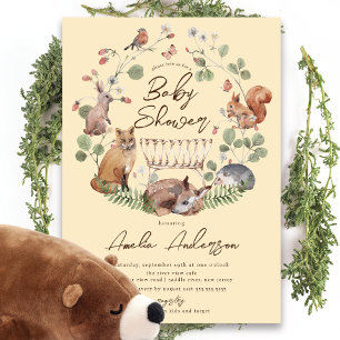 Förtjusande inbjudan till Woodland Animals Baby Sh