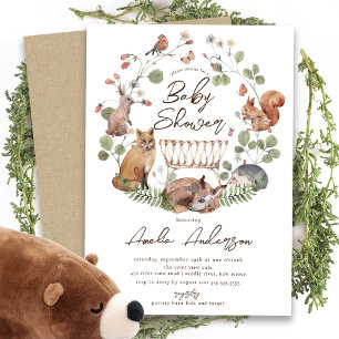 Förtjusande inbjudan till Woodland Animals Baby Sh