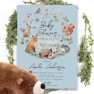 Förtjusande inbjudan till Woodland Animals Baby Sh