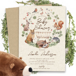 Förtjusande inbjudan till Woodland Animals Baby Sh