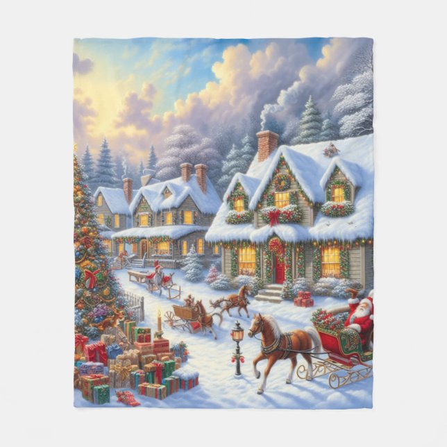 Förtjusande julbyscen fleecefilt (Framsidan)