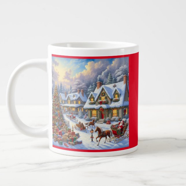 Förtjusande julbyscen jumbo mugg (Vänster)