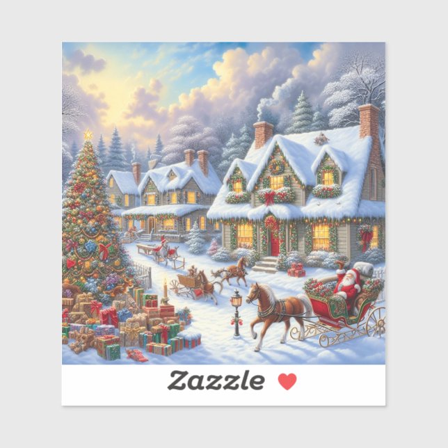 Förtjusande julbyscen klistermärken (Ark)