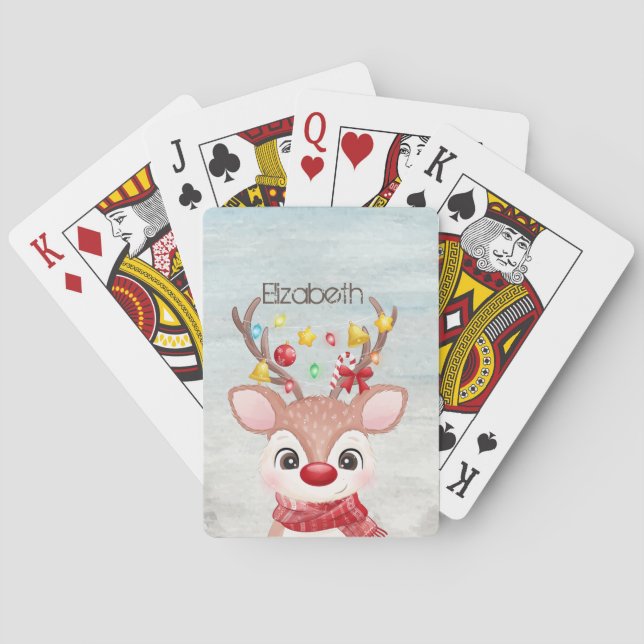 Förtjusande julrenar casinokort (Baksidan)
