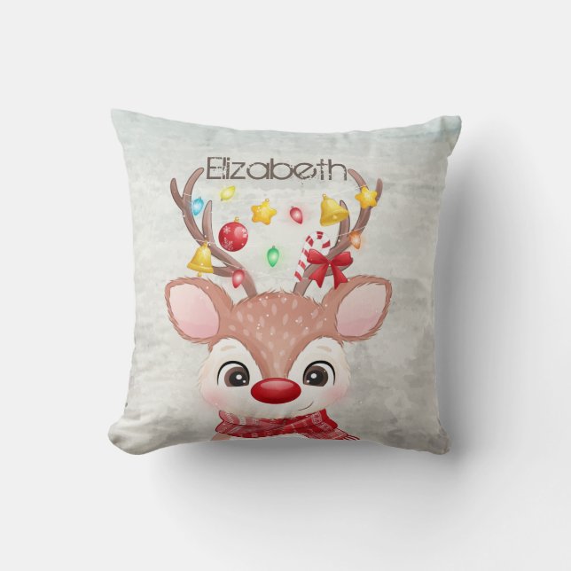 Förtjusande julrenar  kudde (Framsida)
