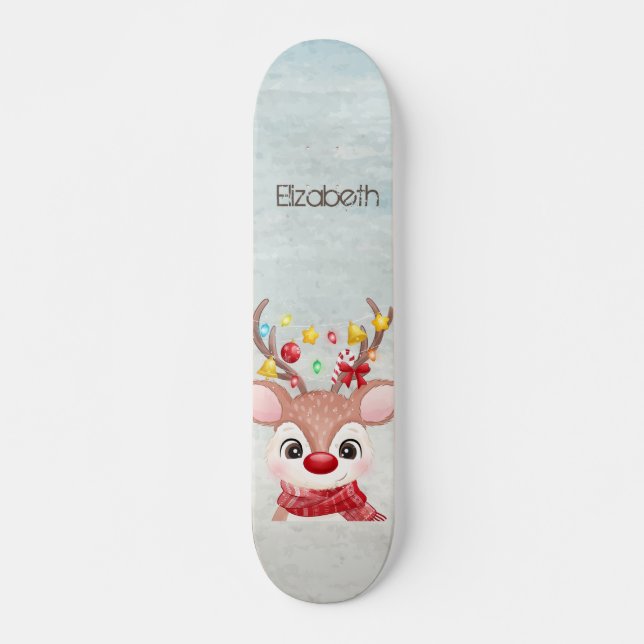Förtjusande julrenar mini skateboard bräda 18,5 cm (Framsida)