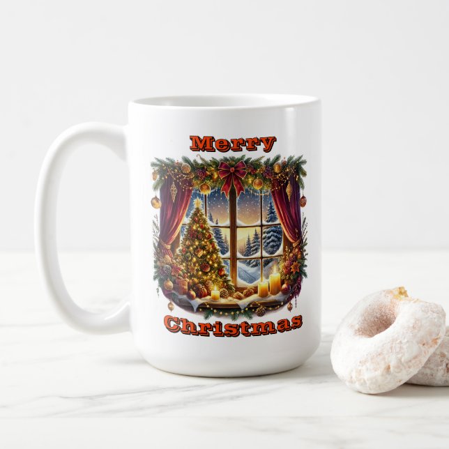 Förtjusande julskogscen kaffemugg (Med munk)