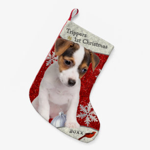 Förtjusande julstrumpa för jackRussell valp