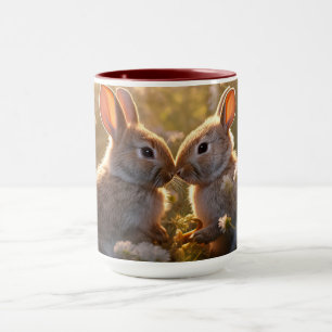 Förtjusande Kaniner i Vår Äng Design Mugg