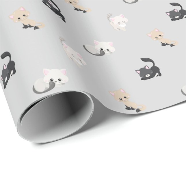 Förtjusande kattmönster presentpapper (Rullad Hörn)