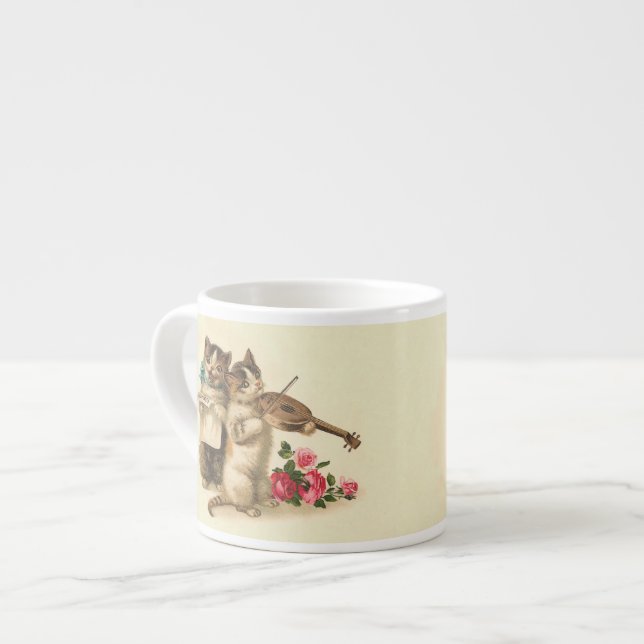 Förtjusande kattungesjunga och lekfiol espressomugg (Framsida vänster)