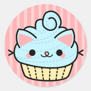 Förtjusande Kawaii muffinklistermärke Runt Klistermärke