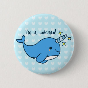 Förtjusande Kawaii Narwhal knäppas Knapp