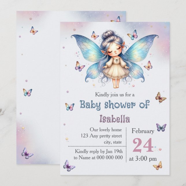 Förtjusande liten änglababyshower inbjudningar (Fram/baksida)