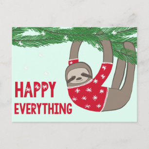 Förtjusande lycklig allt Sloth i en tröja Helg Vykort
