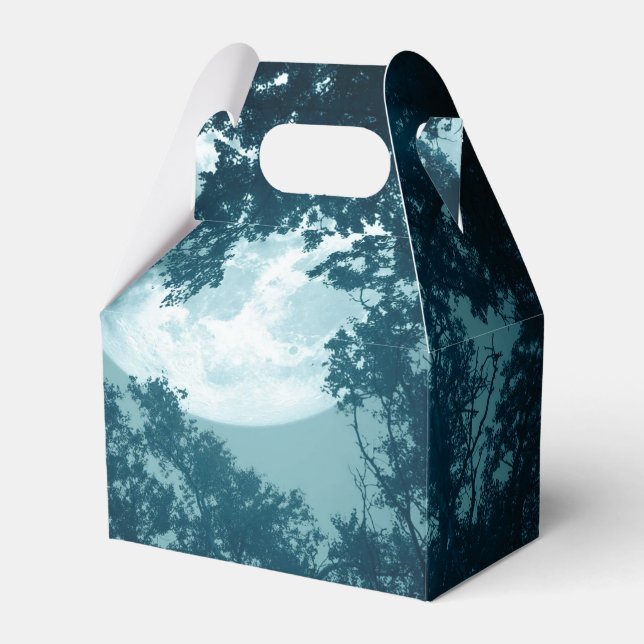 Förtjusande nattskog med full måne presentaskar (Framsidan Sidan)