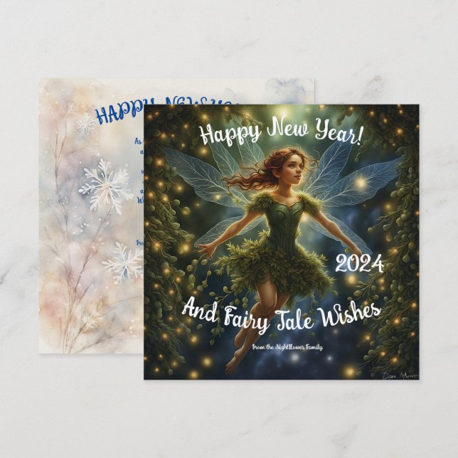 Förtjusande nyårens mejerikalk. Whimsical Önskemål Kort (Fram/baksida)