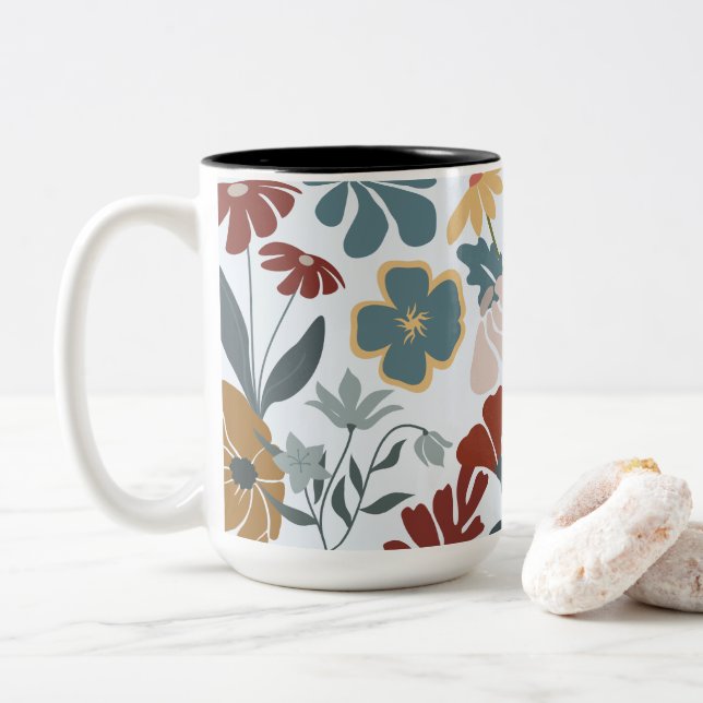 Förtjusande och levande modern Blommigt Två-Tonad Mugg (Med munk)