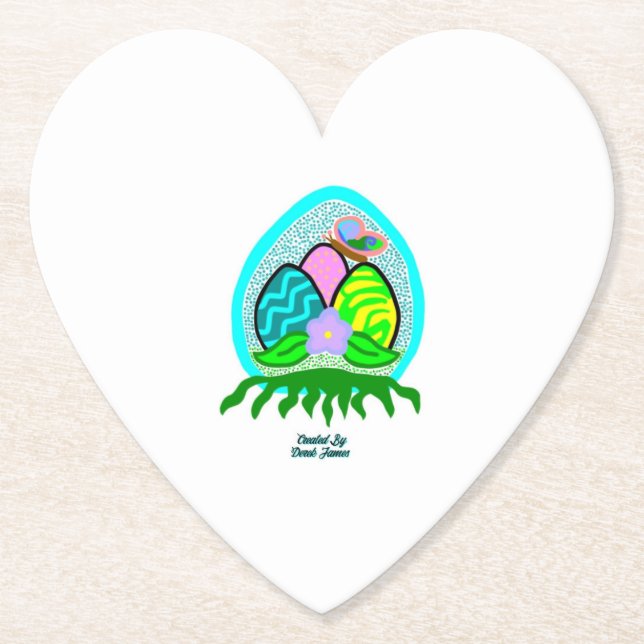 Förtjusande Påskägg Heart Papper Underlägg (Framsida)