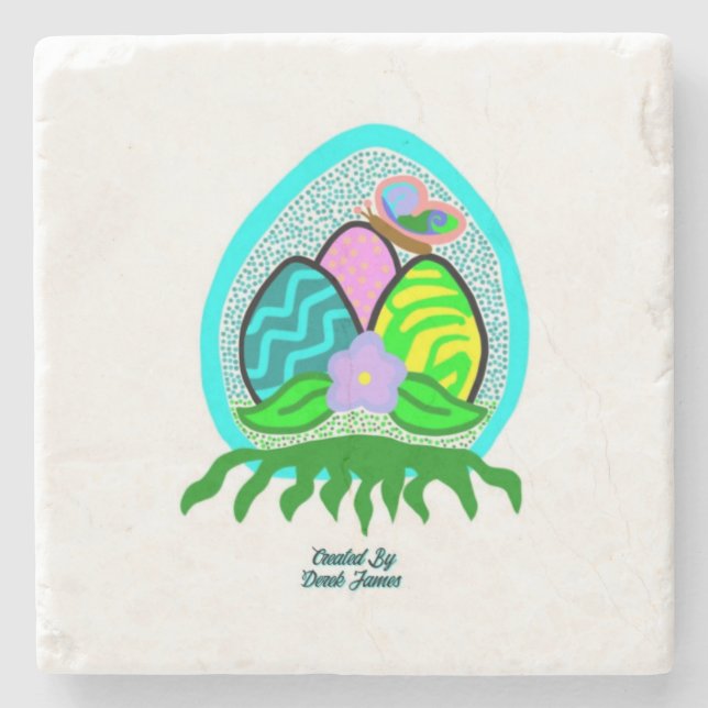 Förtjusande Påskägg Marble Stone Underlägg (Framsidan)
