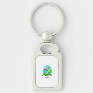 Förtjusande Påskägg Rectangle Keychain Rektangulärt Silverfärgad Nyckelring