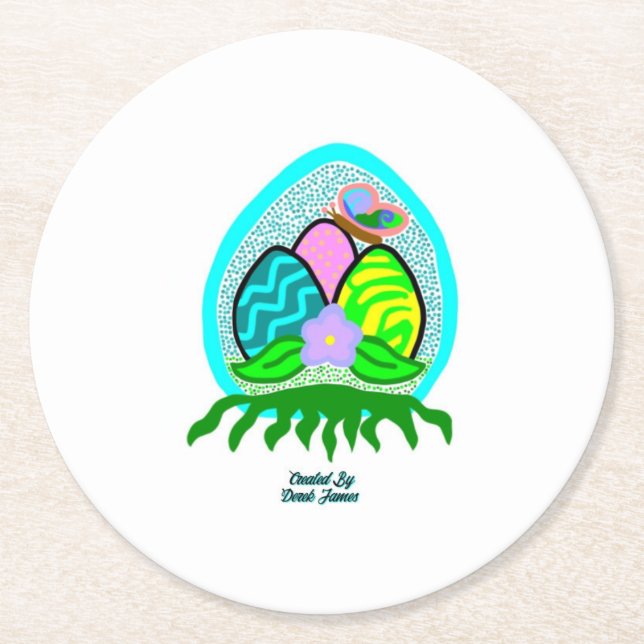 Förtjusande Påskägg Round Papper Underlägg Rund (Framsidan)