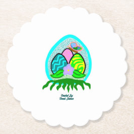 Förtjusande Påskägg Scalloped Round Underlägg Papper