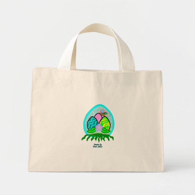 Förtjusande Påskägg Tiny Tote Bag Mini Tygkasse (Framsidan)