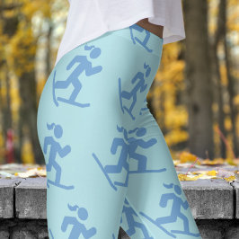 Förtjusande Pulver Blue Snowshoe som kör Mönster Leggings