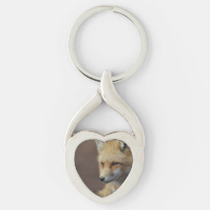Förtjusande räv twisted heart silverfärgad nyckelring