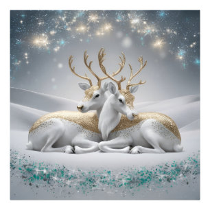 Förtjusande Reindeer-julmurens konst - Festive Fototryck