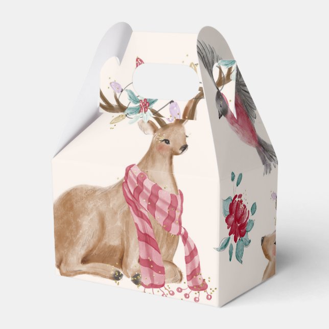 Förtjusande renar, fåglar, blommor presentaskar (Framsidan Sidan)