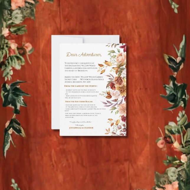 Förtjusande resa: Dahlia Watercolor Fall Wedding Anteckningskort (Skapare uppladdad)