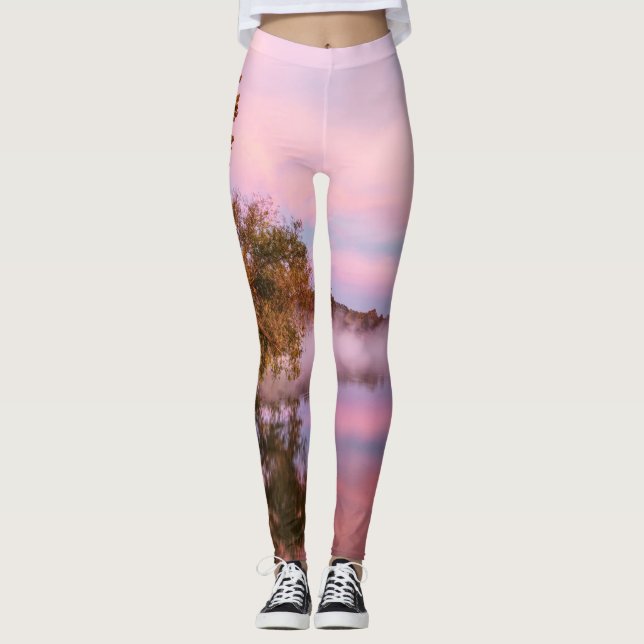 Förtjusande Rosa God morgon Leggings (Framsida)