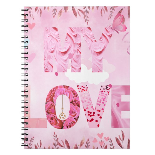 Förtjusande Rosa temat MY KÄRLEK Photo Notebook Anteckningsbok (Framsidan)