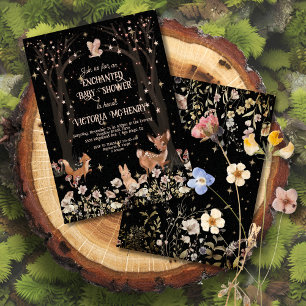Förtjusande Rustic Woodland Baby Shower Inbjudningar